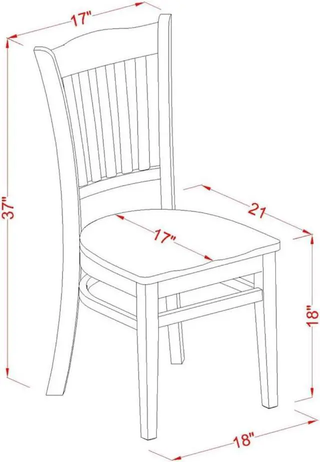 Alt view image 3 of 3 - East West Furniture GRC-OAK-W Groton Kitchen Dining Chairs - Slat Back Wooden Seat Chairs, Set of 2, Oak