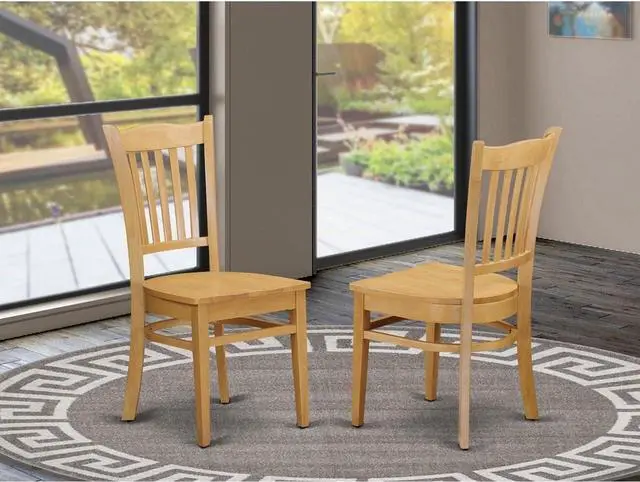 Alt view image 2 of 3 - East West Furniture GRC-OAK-W Groton Kitchen Dining Chairs - Slat Back Wooden Seat Chairs, Set of 2, Oak
