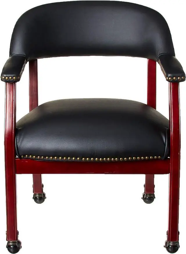 Alt view image 3 of 6 - Boss Captains Chair In Black Vinyl W/ Casters