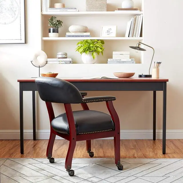 Alt view image 2 of 6 - Boss Captains Chair In Black Vinyl W/ Casters