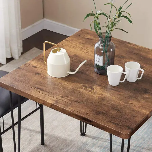 Alt view image 5 of 7 - VECELO 3-Piece Dining Room Kitchen Table and Pu Cushion Chair Sets for Small Space, Seating for Two, Brown, Welcome to consult