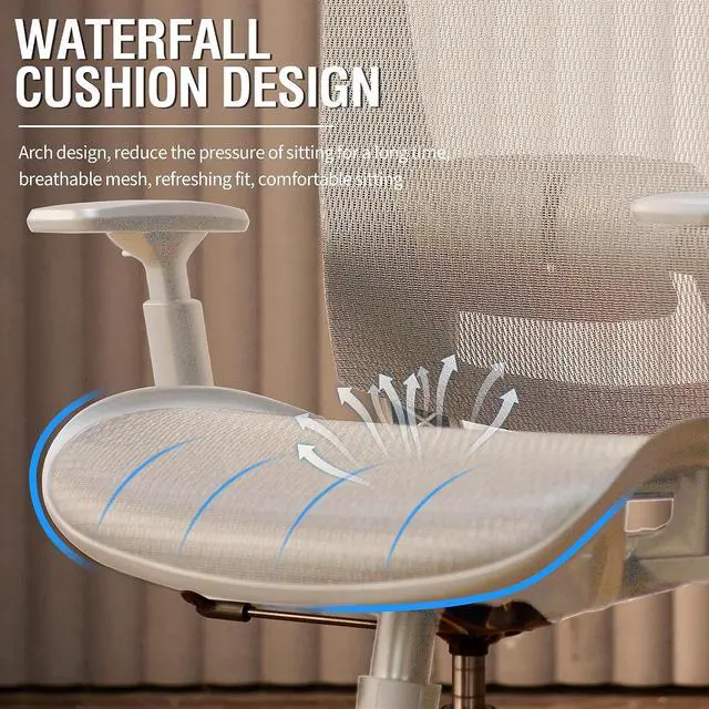 Alt view image 7 of 7 - ELABEST Mesh Office Chair,Ergonomic Computer Desk Chair,Sturdy Task Chair- Adjustable Lumbar Support & Armrests,Tilt Function,Comfort Wide Seat,Swivel Home Office Chair (Grey Frame Grey Mesh)