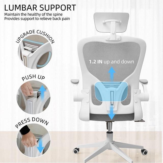 Lybaint Ergonomic Chair with Headrest Big and Tall Office Chair Computer Chair  Desk Chair Lumbar Support Office Chair 350 lbs Heavy Duty Office Chair with  Metal Base Khaki 