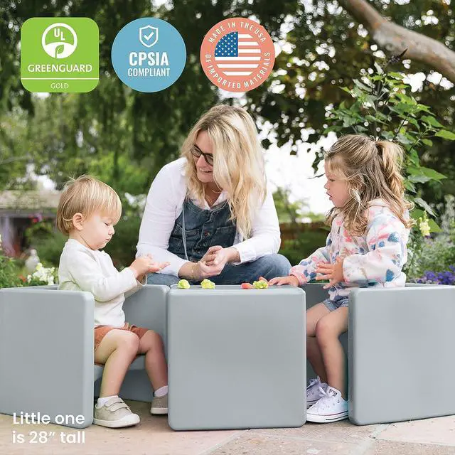 Alt view image 7 of 7 - ECR4Kids Tri-Me 3-In-1 Cube Chair, Kids Furniture, Light Grey