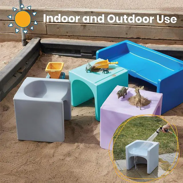 Alt view image 6 of 7 - ECR4Kids Tri-Me 3-In-1 Cube Chair, Kids Furniture, Light Grey