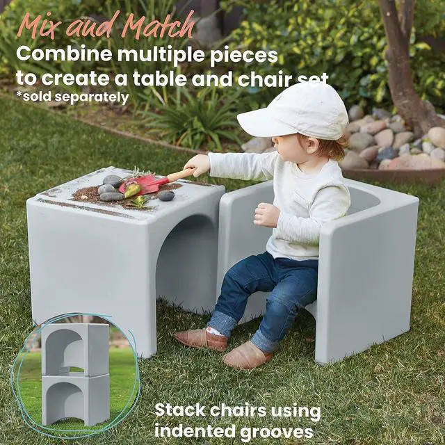 Alt view image 5 of 7 - ECR4Kids Tri-Me 3-In-1 Cube Chair, Kids Furniture, Light Grey
