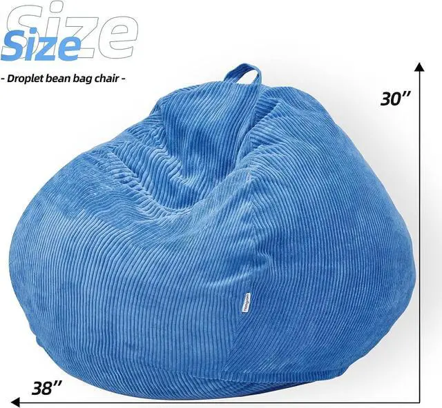 Alt view image 4 of 6 - Homguava Bean Bag Chair: Teardrop Bean Bags with Memory Foam Filled, Compact Beanbag Chairs Soft Sofa with Corduroy Cover (Blue), Welcome to consult