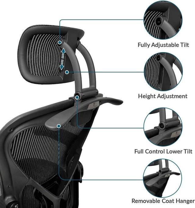 Alt view image 2 of 7 - Headrest Attachment Compatible with Herman Miller Aeron Fully Adjustable Height & Tilt, Removable Coat Hanger Available Color for Classic.(Chair Not Included)