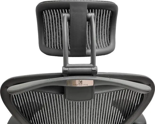 Alt view image 6 of 7 - ERGOKING Headrest for Office Chair - Office Chair Headrest Attachment Compatible with Herman Miller Aeron Classic - Fully Adjustable Height &Tilt, Removable Coat Hanger - Graphite Frame, Black Mesh