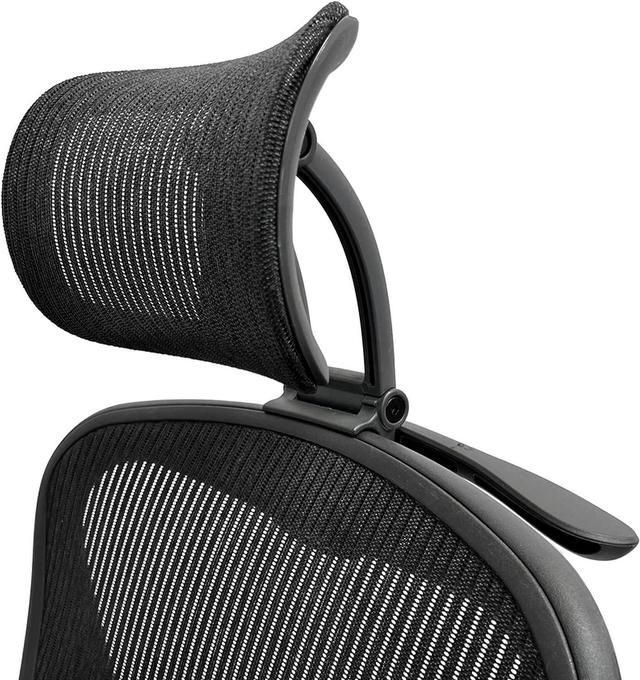 ERGOKING Headrest for Office Chair - Office Chair Headrest Attachment  Compatible with Herman Miller Aeron Classic - Fully Adjustable Height &  Tilt, Removable Coat Hanger - Graphite Frame, Black Mesh 