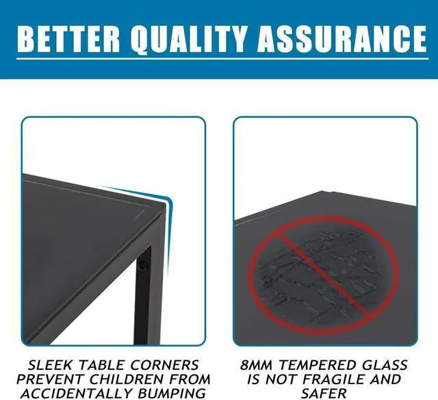 Alt view image 5 of 7 - FDW Dining Table Set Glass Dining Room Table Set for Small Spaces Kitchen Table and Chairs for 4 Table with Chairs Home Furniture Rectangular Modern (Black Glass), Welcome to consult