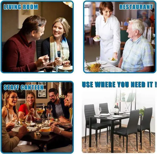 Alt view image 6 of 7 - FDW Dining Table Set Glass Dining Room Table Set for Small Spaces Kitchen Table and Chairs for 4 Table with Chairs Home Furniture Rectangular Modern (Black Glass), Welcome to consult