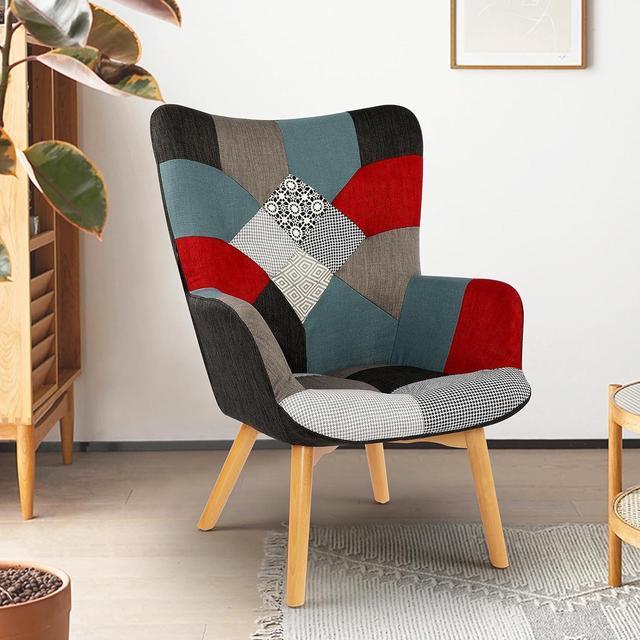 Patchwork high best sale back chair