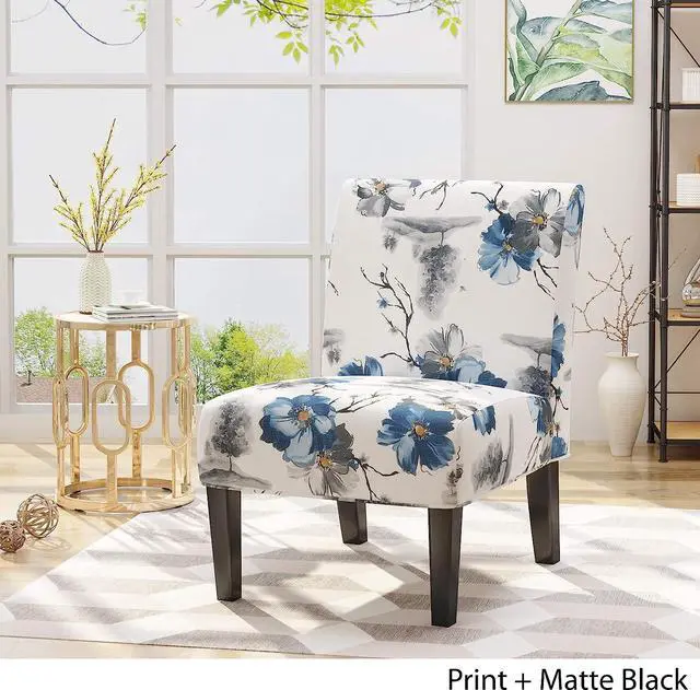 Alt view image 2 of 7 - Christopher Knight Home Kendal Traditional Fabric Accent Chair, Print, Matte Black, 22.5D x 29.5W x 32H in