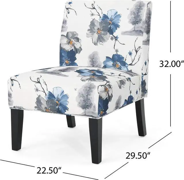 Alt view image 3 of 7 - Christopher Knight Home Kendal Traditional Fabric Accent Chair, Print, Matte Black, 22.5D x 29.5W x 32H in