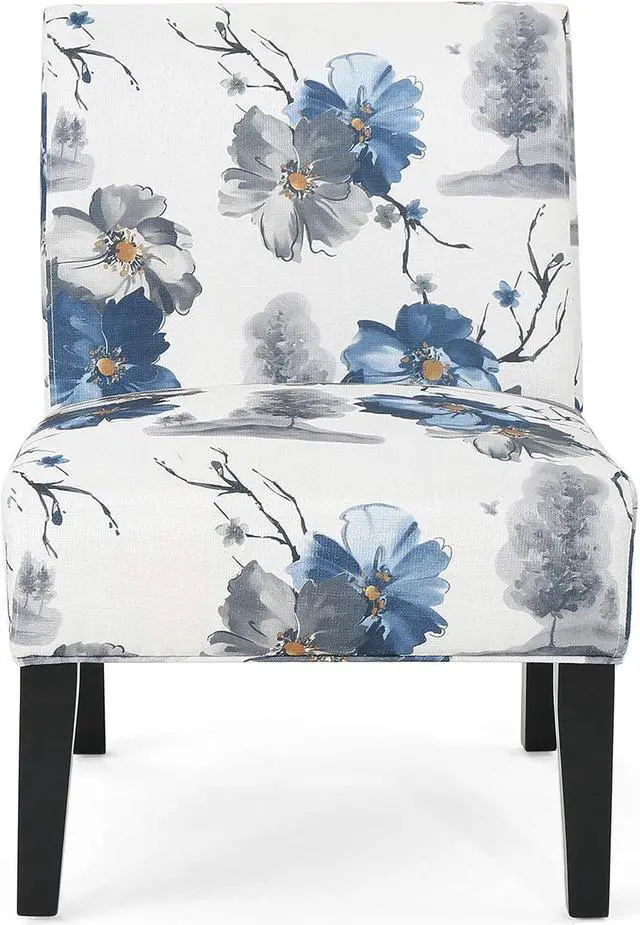 Alt view image 7 of 7 - Christopher Knight Home Kendal Traditional Fabric Accent Chair, Print, Matte Black, 22.5D x 29.5W x 32H in