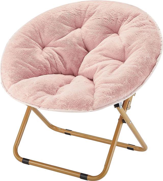 Heritage Kids Faux Fur Kids Saucer Chair Blush Gold Welcome to