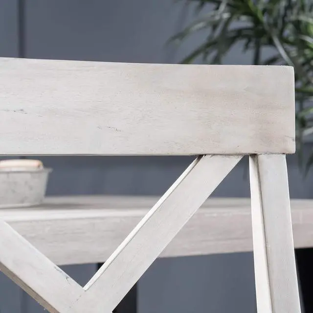 Alt view image 5 of 7 - Christopher Knight Home Roshan Farmhouse Acacia Wood Dining Chairs, Light Grey Wash, 21D x 17.75W x 35.5H Inch