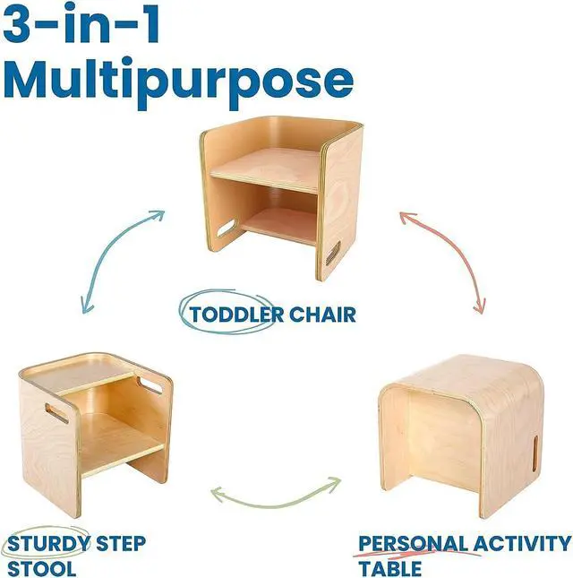 Alt view image 4 of 7 - ECR4Kids Bentwood Multipurpose Cube Chair, Kids Furniture, Natural