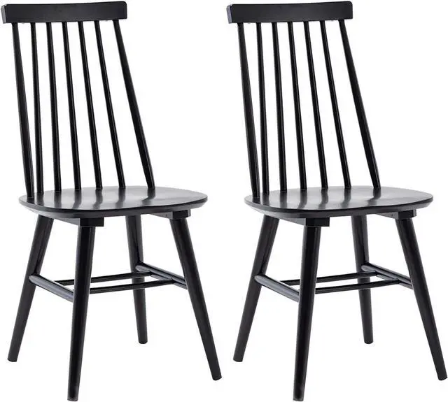 Main image of DUHOME Dining Chairs Set of 2, Wood Dining Room Chairs Slat Back Kitchen Room Chair Windsor Chairs, Black