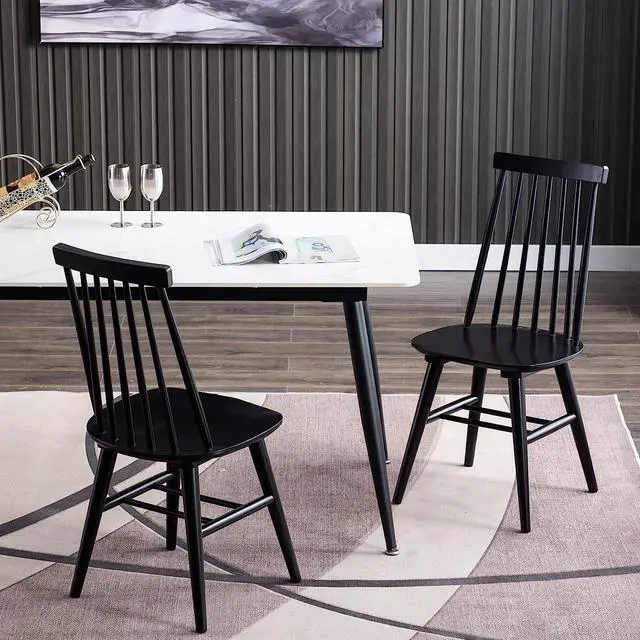 Alt view image 2 of 7 - DUHOME Dining Chairs Set of 2, Wood Dining Room Chairs Slat Back Kitchen Room Chair Windsor Chairs, Black