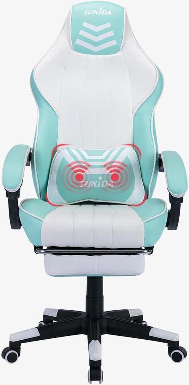 SUKIDA Gaming Chair with Footrest - Light Blue Game Chair Swivel Ergonomic  Video Gamer Chairs Leg Rest Height Adjustable - AliExpress