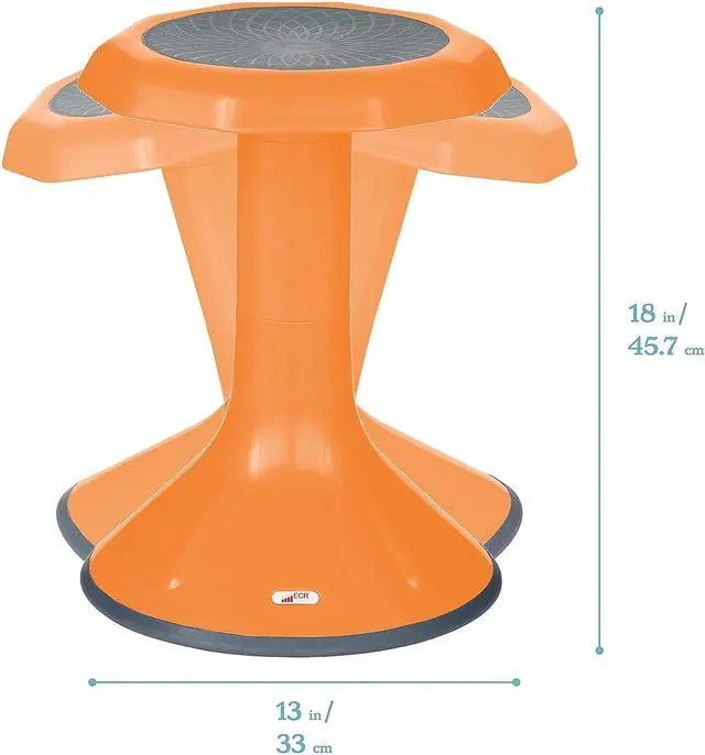 Alt view image 3 of 7 - ECR4Kids ACE Active Core Engagement Wobble Stool, 18-Inch Seat Height, Flexible Seating, Orange