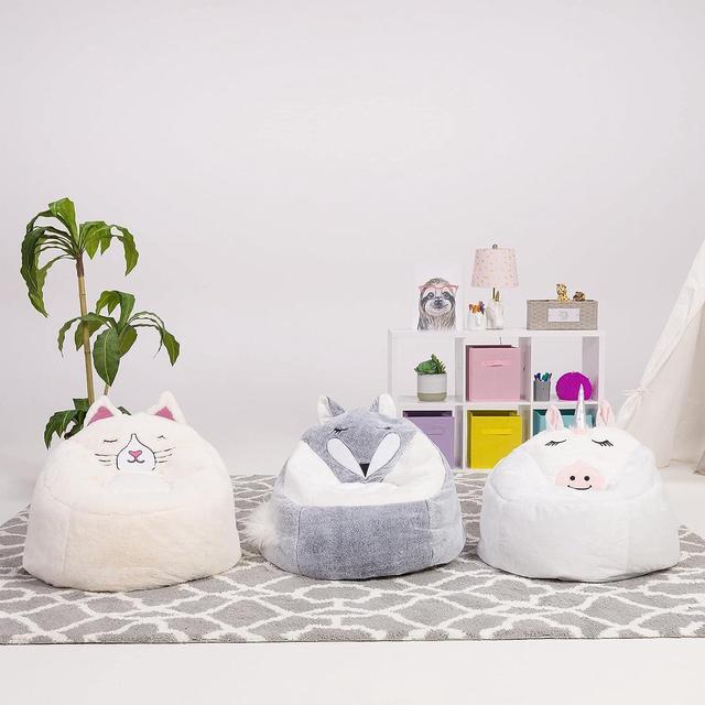 Alt view image 5 of 5 - Posh Creations Cute Soft and Comfy Bean Bag Chair for Kids, Large, Animal - White Unicorn, Welcome to consult