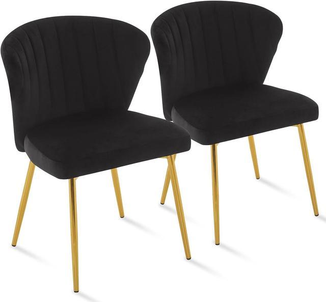 Modern Accent Velvet Dining Arm Chair with Golden Metal Legs and