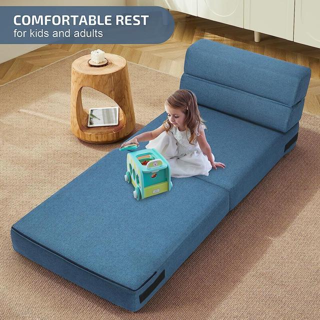 SUYOLS Folding Sofa Bed - Convertible Chair Floor Couch & Sleeping Mattress  - Fit for Kids - Foldable Memory Foam Sleeper for Living Room/Dorm/Guest  Room/Home Office/Apartment/Upstairs Loft, Navy Blue 