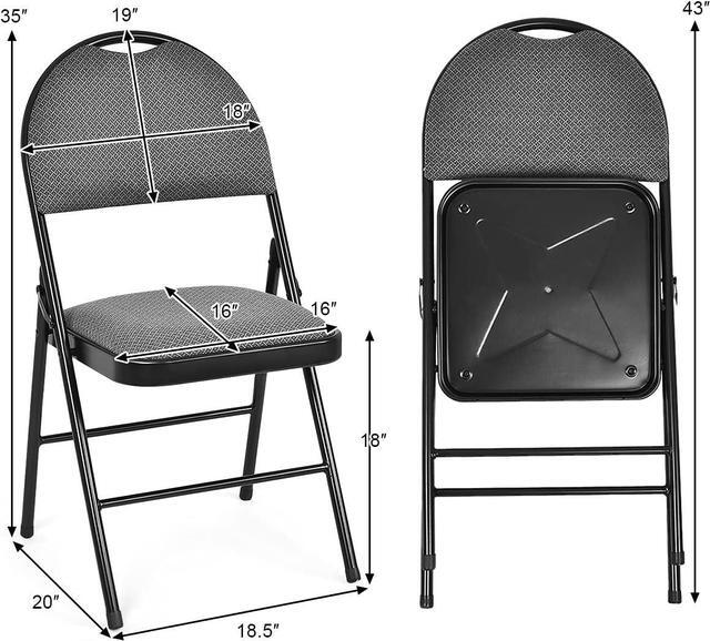 Alt view image 3 of 7 - ARLIME 6 PCS Folding Chairs w/Padded Seats, Padded Foldable Seats w/Handle Hole, Upholstered Seat, Steel Frame, Folding Chair for Home, Church, School, Office, Wedding Party, Courtyard Use, Grey