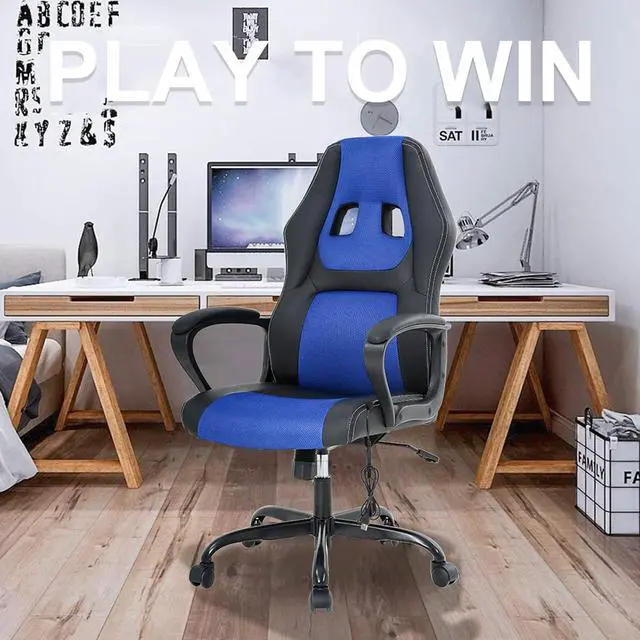 Alt view image 6 of 7 - Gaming Chair Massage Office Chair Ergonomic Video Game Chairs Adjustable Reclining Computer Chair with Lumbar Support Armrest Headrest Task Rolling Swivel Chair Game Chair for Adult Teen, Blue