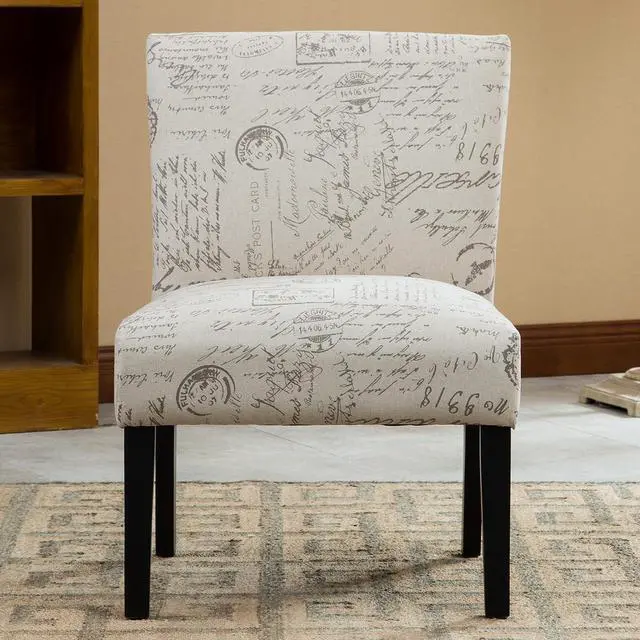 Alt view image 2 of 5 - Roundhill Furniture Botticelli Fabric Armless Contemporary Accent Chair, Script Print