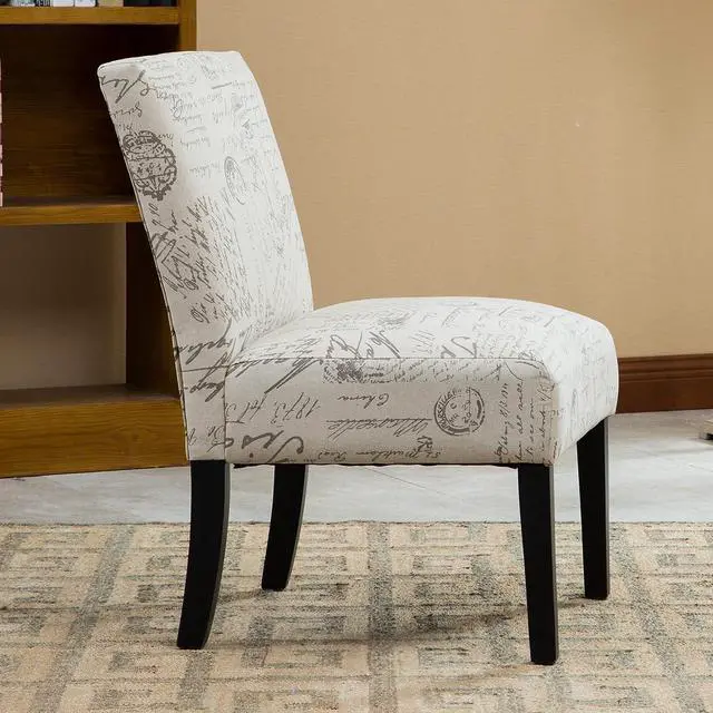 Alt view image 3 of 5 - Roundhill Furniture Botticelli Fabric Armless Contemporary Accent Chair, Script Print