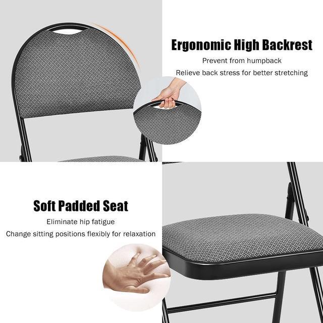 Alt view image 5 of 7 - ARLIME 6 PCS Folding Chairs w/Padded Seats, Padded Foldable Seats w/Handle Hole, Upholstered Seat, Steel Frame, Folding Chair for Home, Church, School, Office, Wedding Party, Courtyard Use, Grey