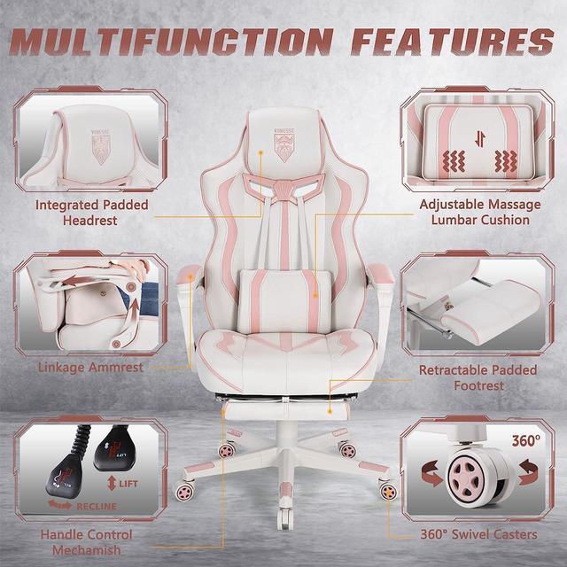 Vonesse Pink Gaming Chair Gaming Chairs for Adults PC Game Chair