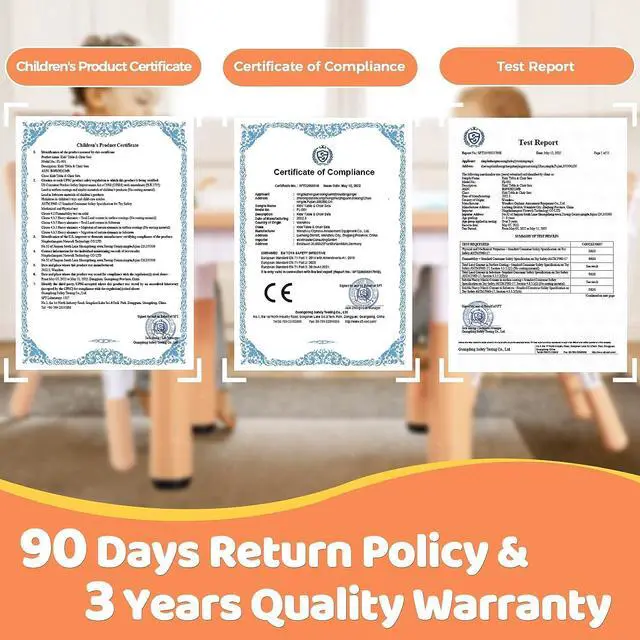 Alt view image 7 of 7 - FUNLIO Kids Table and 4 Chairs Set, Height Adjustable Toddler Table and Chair Set for Ages 3-8, Easy to Wipe Arts & Crafts Table, for Classrooms/Daycares/Homes, CPC & CE Approved5-Piece Set