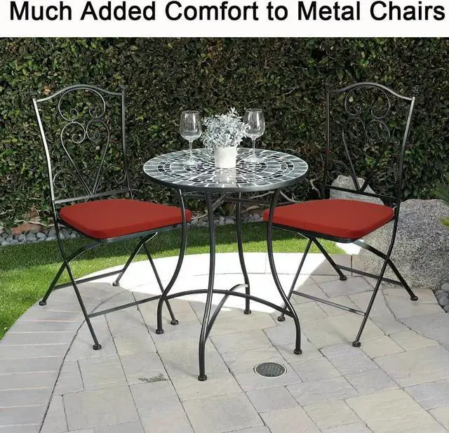 Alt view image 3 of 6 - BUYUE 14" Metal Chair Cushions with Magnetic Set of 4, Luxury PU Leather Waterproof Anti-Slip Seat Pads for Kitchen Cafe Dining Bistro Stackable Chairs (U-Shape, Red, 4), Welcome to consult