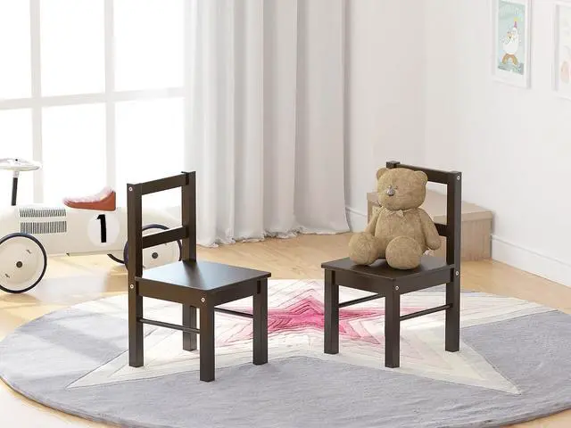 Alt view image 2 of 5 - UTEX Child's Wooden Chair Pair for Play or Activity, Set of 2, Espresso