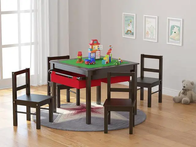 Alt view image 4 of 5 - UTEX Child's Wooden Chair Pair for Play or Activity, Set of 2, Espresso