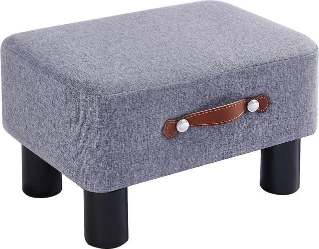 Yawinhe Small Footstool Ottoman, Fabric Rectangle Ottoman Footrest, Bedside  Step Stool with Wood Legs, Padded Footstool Small Step Stool for Living  Room, Office, Desk, Patio, Grey UFS001G 