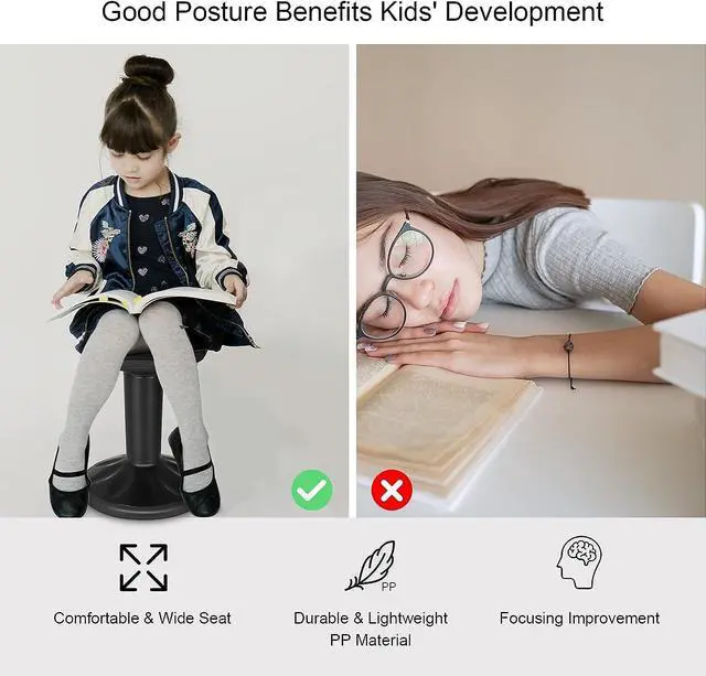 Alt view image 4 of 7 - Giantex Wobble Stools for Classroom Seating, Wiggle Stool with Adjustable Height, 24 Inch Active Learning Stool, Sitting Balance Chair for School, Office Stand Up, Flexible Seating Wobble Chair(Black)