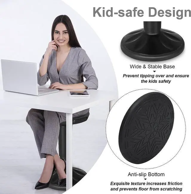 Alt view image 5 of 7 - Giantex Wobble Stools for Classroom Seating, Wiggle Stool with Adjustable Height, 24 Inch Active Learning Stool, Sitting Balance Chair for School, Office Stand Up, Flexible Seating Wobble Chair(Black)