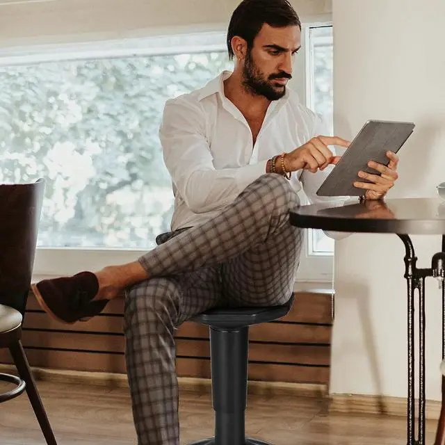Alt view image 6 of 7 - Giantex Wobble Stools for Classroom Seating, Wiggle Stool with Adjustable Height, 24 Inch Active Learning Stool, Sitting Balance Chair for School, Office Stand Up, Flexible Seating Wobble Chair(Black)