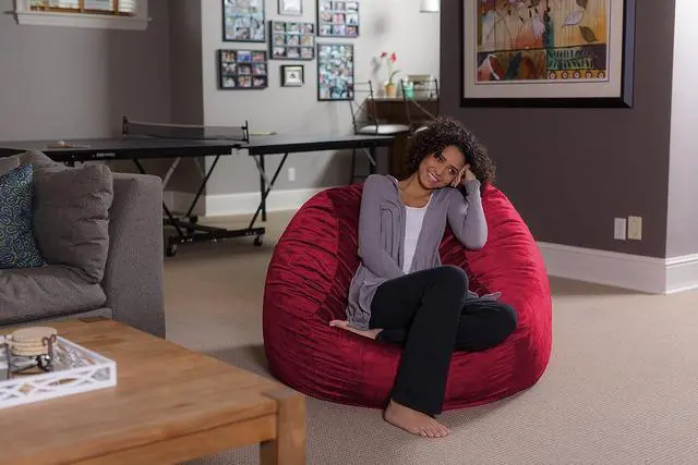 Alt view image 3 of 6 - Sofa Sack Bean Bag Chair - Plush, Ultra Soft - Memory Foam Bean Bag Chair with Microsuede Cover - Stuffed Foam Filled Furniture and Accessories for Dorm Room 4 Feet - Cinnabar