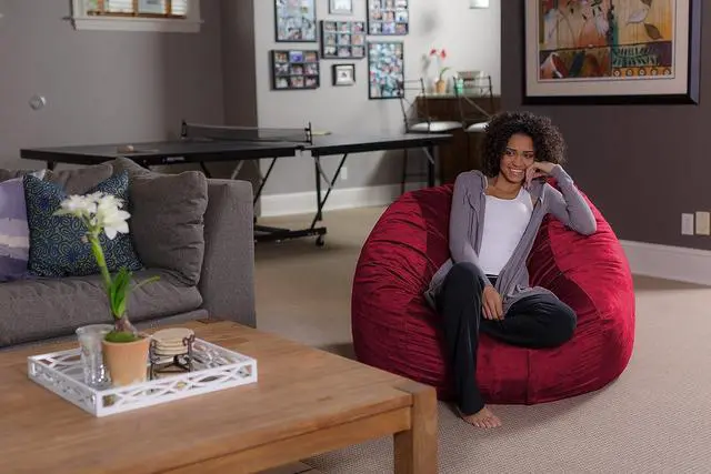 Alt view image 2 of 6 - Sofa Sack Bean Bag Chair - Plush, Ultra Soft - Memory Foam Bean Bag Chair with Microsuede Cover - Stuffed Foam Filled Furniture and Accessories for Dorm Room 4 Feet - Cinnabar
