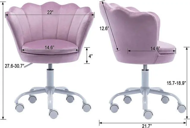 Alt view image 2 of 7 - CIMOTA Cute Kids Desk Chair,Velvet Bedroom Chair Adjustable Child Computer Chair Swivel Shell Vanity Chairs for Girls Bedroom/Study Room, Light Purple