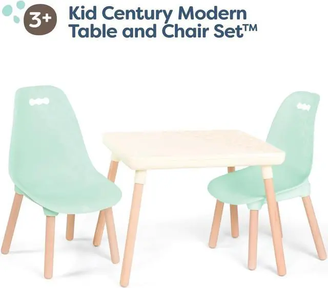 Alt view image 4 of 7 - B. toys  Table and Chair Set  Furniture For Toddlers  1 Craft Table & 2 Chairs  Natural Wooden Legs  Mint  3+ Years