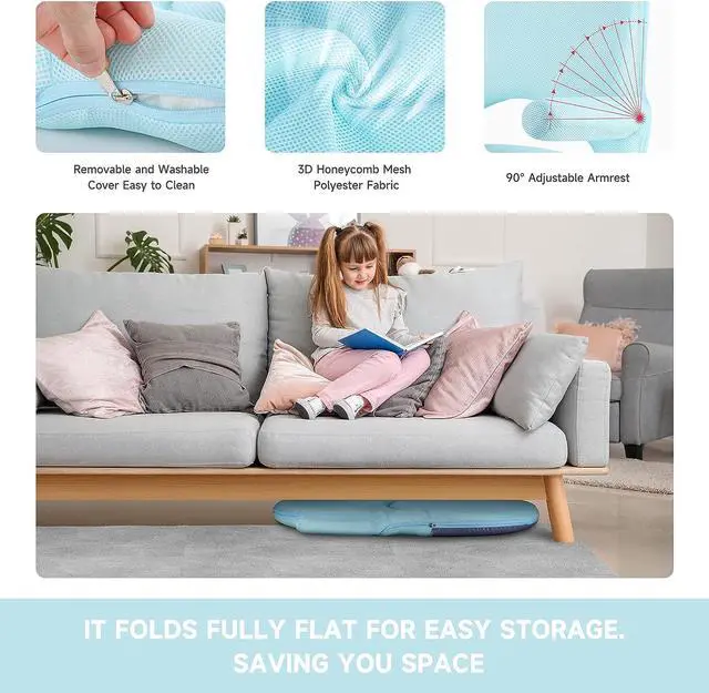 Alt view image 5 of 7 - Nnewvante Floor Chair with Back Support and Armrest, 42 Angles Adjustable Washable Floor Seat, Folding Recliner with Cushion for Yoga Meditation Adults Kids Classroom Playing, Welcome to consult