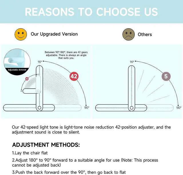 Alt view image 7 of 7 - Nnewvante Floor Chair with Back Support and Armrest, 42 Angles Adjustable Washable Floor Seat, Folding Recliner with Cushion for Yoga Meditation Adults Kids Classroom Playing, Welcome to consult